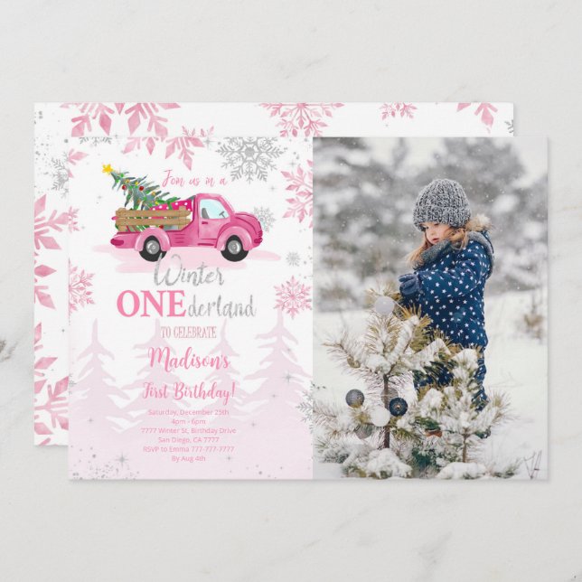 Convite para Fotografias Editável no Wonderland de (Frente/Verso)