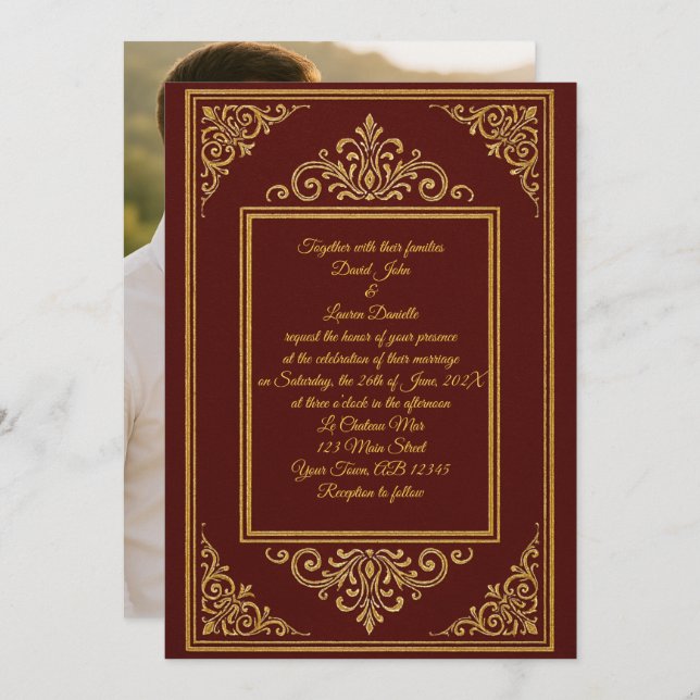 Convite para Fotografias em Gravação em relevo Ver (Frente/Verso)