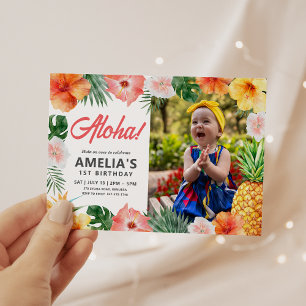 Convite para Fotografias Tropicais de Festa de ani