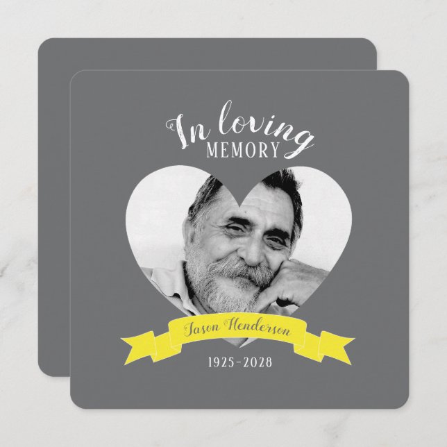 Convite para fotos amarelas do serviço Memorial (Frente/Verso)