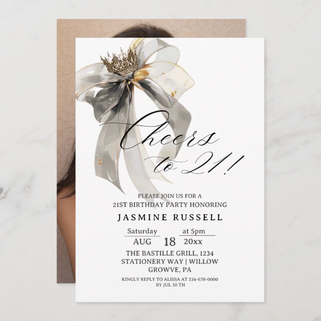 Convite para fotos aniversário de 21 anos (Frente/Verso)