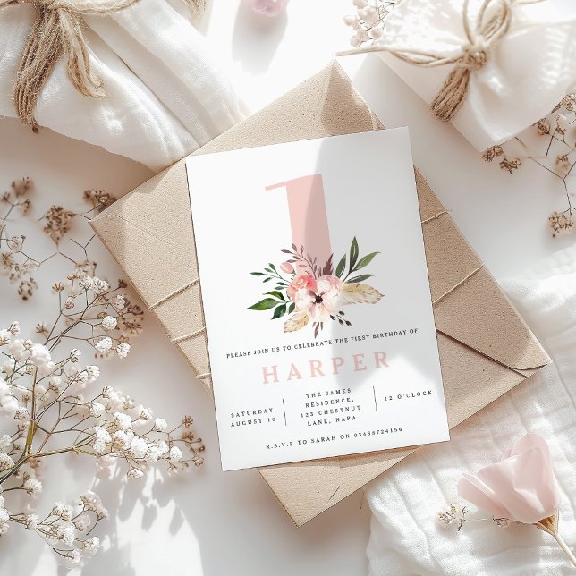 convite para fotos cor-de-rosa floral (Criador carregado)