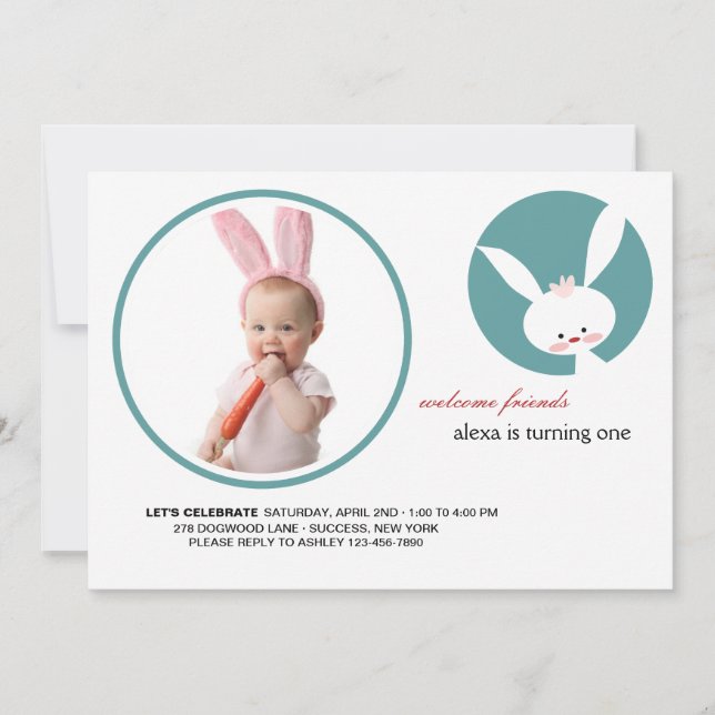 Convite para fotos de aniversário de Bunny (Frente)