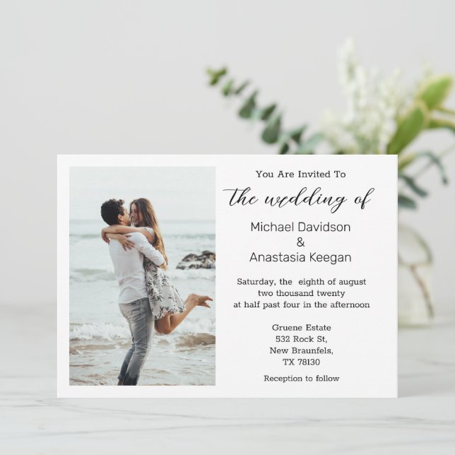 convite para fotos de casamento da praia de guião  (Em pé/Frente)