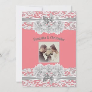 Convite para fotos de casamento de renda branca ro