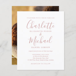 Convite para Fotos de Casamento de Script de Rosa