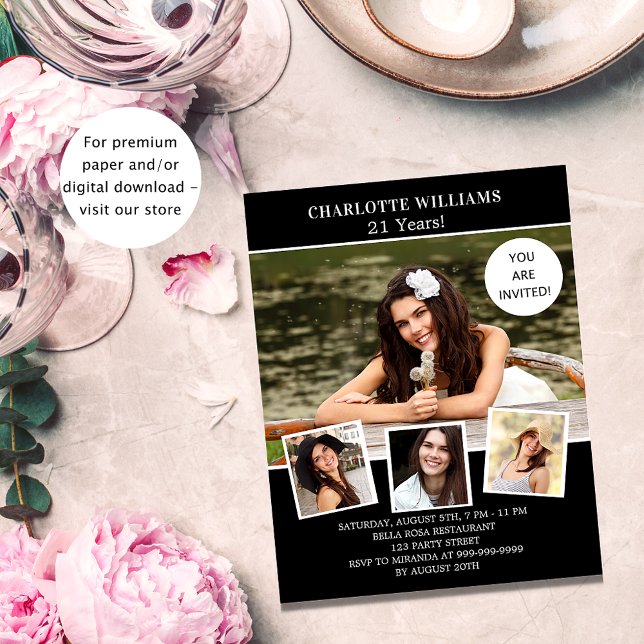 Convite para fotos em branco festa de aniversário (Criador carregado)