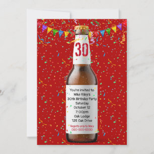 Convite para Frasco de Cerveja de aniversário de 