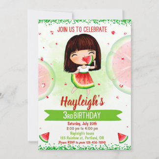 Convite para Fruta de aniversário de melancia
