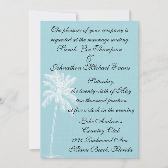 Convite para fuga de praia azul 5 x 7 (Frente)