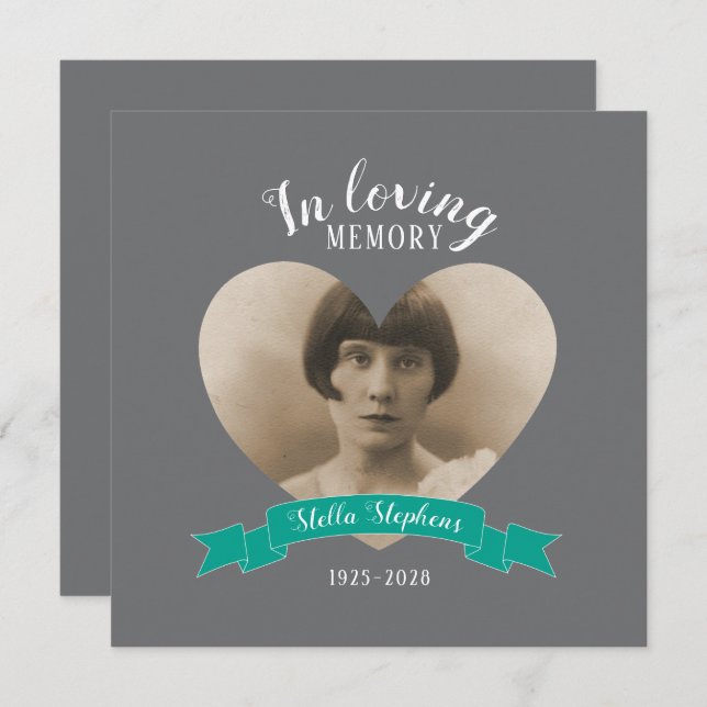 Convite para funeral de fita de chá do serviço de  (Frente/Verso)