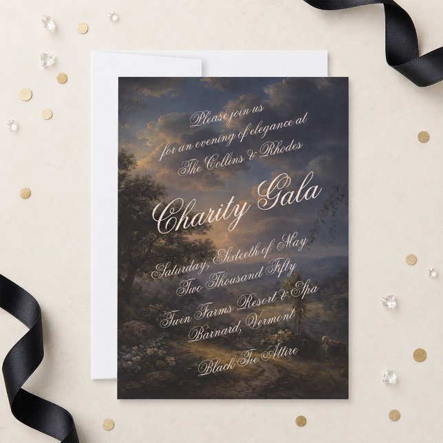 Convite para Gala de Caridade Black Tie Vintage (Criador carregado)