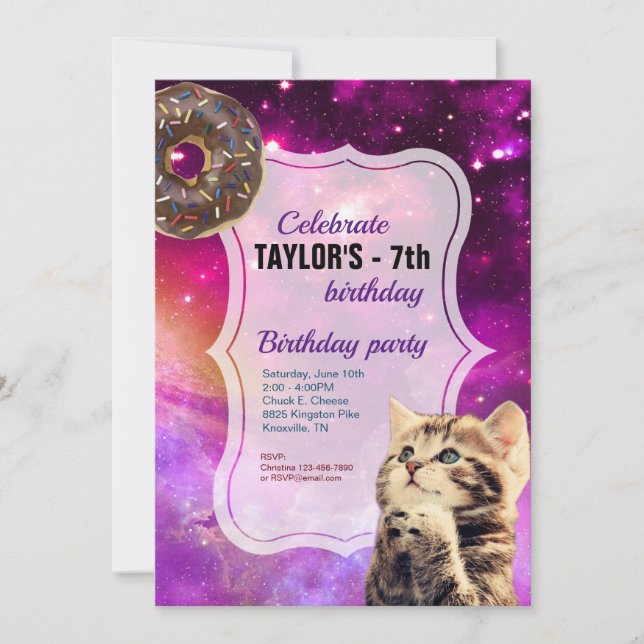 Convite para Galáxia de Gatos Rosquinhas (Frente)