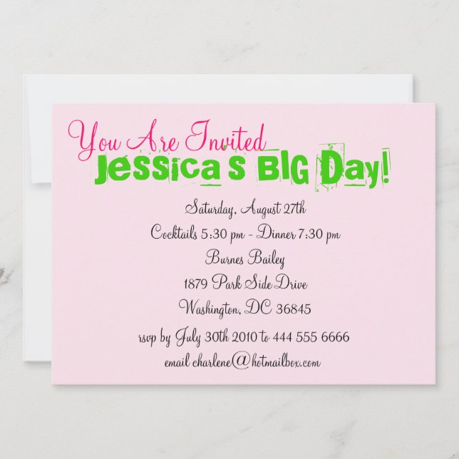 Convite Para Garotas Bonito (Frente)