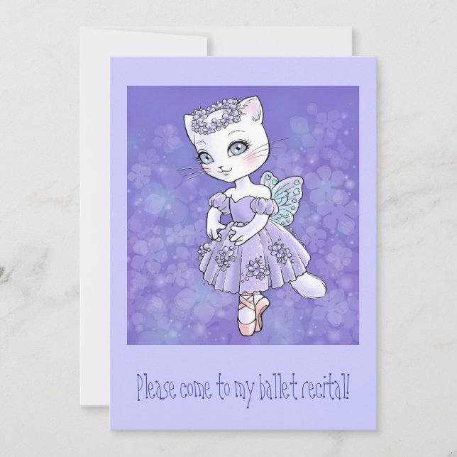Convite para Gatinhos Ballerina (Frente)