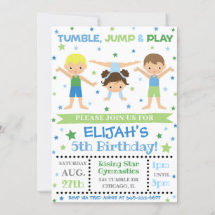 Convite para ginástica de Menino   Aniversário da 