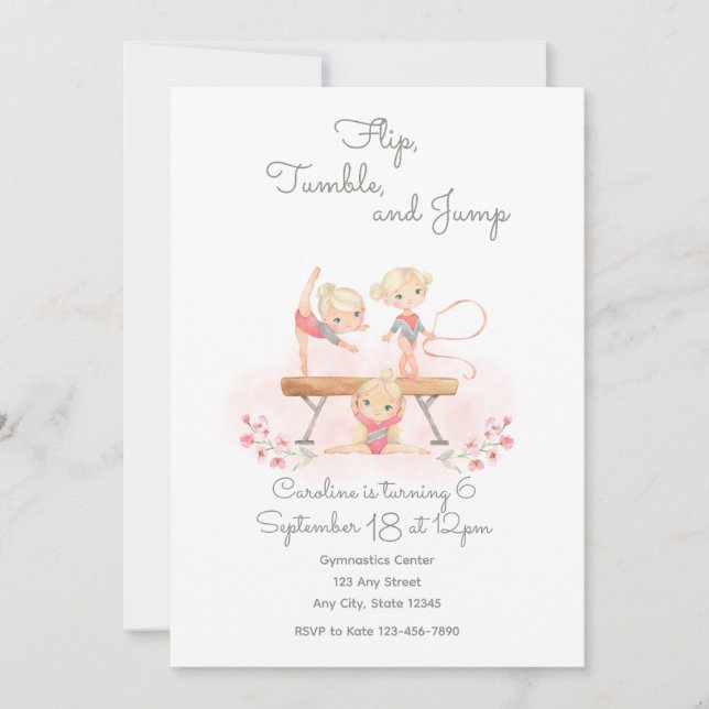 Convite para ginástica Rosa (Frente)
