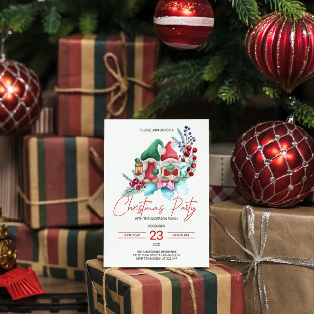 Convite para Gnomos e Poinsettia de Natal (Criador carregado)