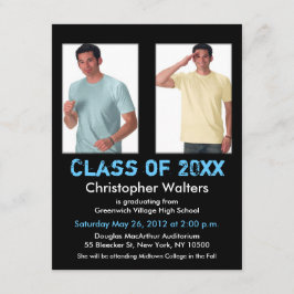 Convite Para Graduação Adicionar 2 Imagens Azul Pr