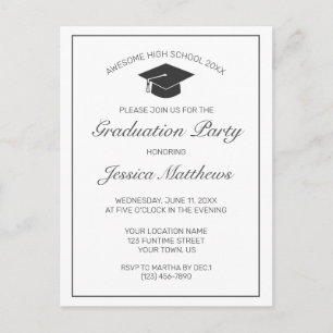 Convite para Graduação Branca Minimalista Modern