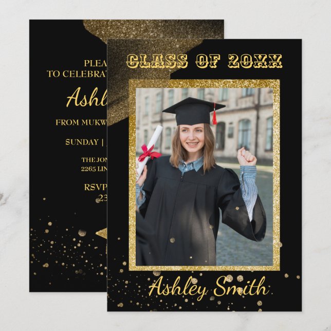 Convite para Graduação Chic Elegante (Frente/Verso)