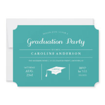 Convite para Graduação Chic Moderna Teal