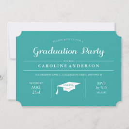 Convite para Graduação Chic Moderna Teal