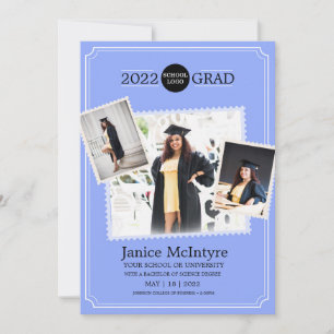 Convite para Graduação com Fotos Azul