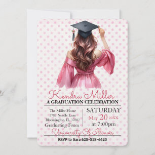 Convite para Graduação de Aquarela de Vestido Rosa