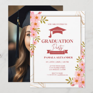 Convite para Graduação de Aquarela Floral Verde e 