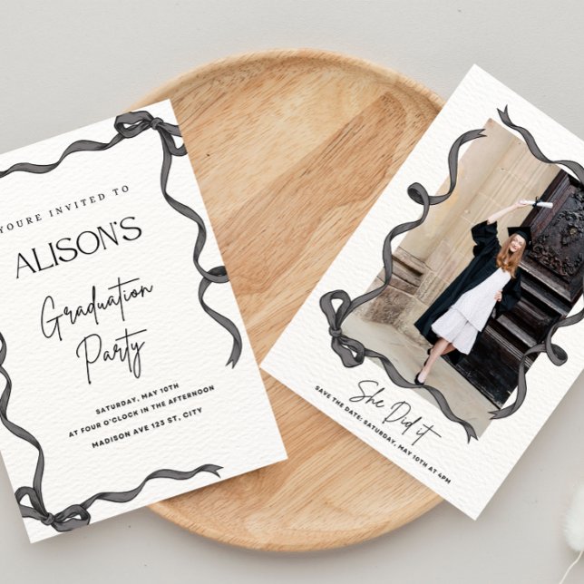 Convite para Graduação de Arco Preto Crochet (Criador carregado)