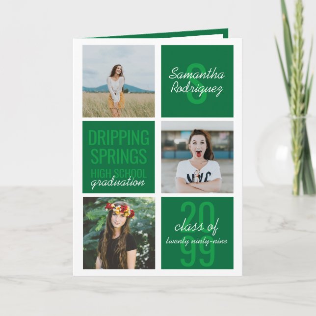 Convite para Graduação de Caixas Diversas Verde de (Frente)