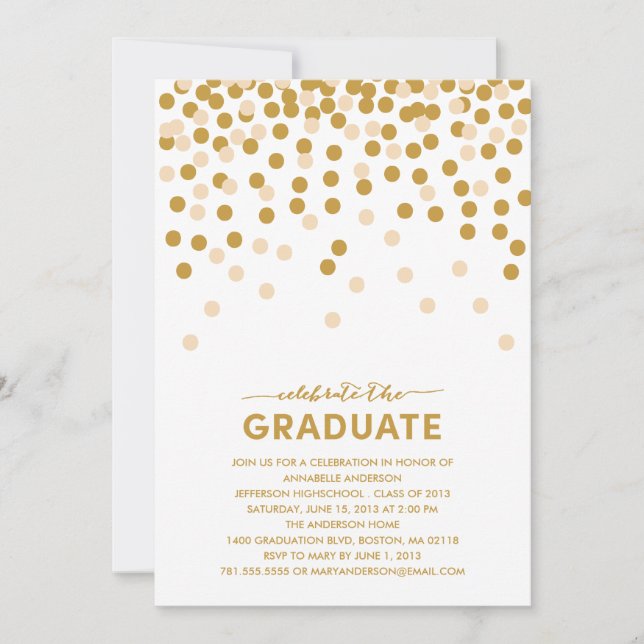 Convite para Graduação de Celebração de Confetti (Frente)