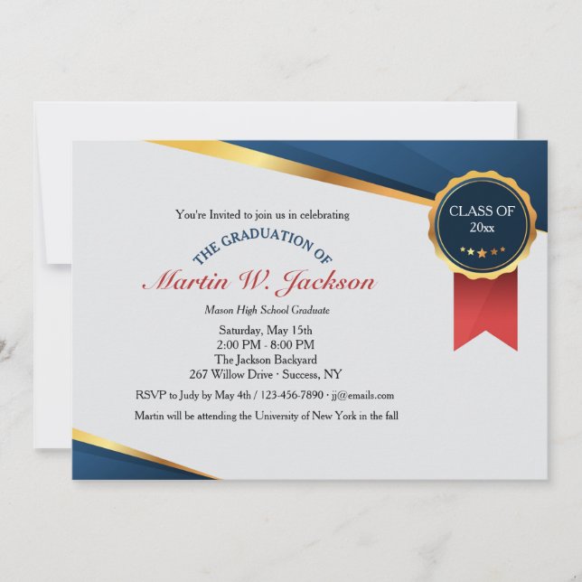 Convite para Graduação de Certificados de Fita Ver (Frente)