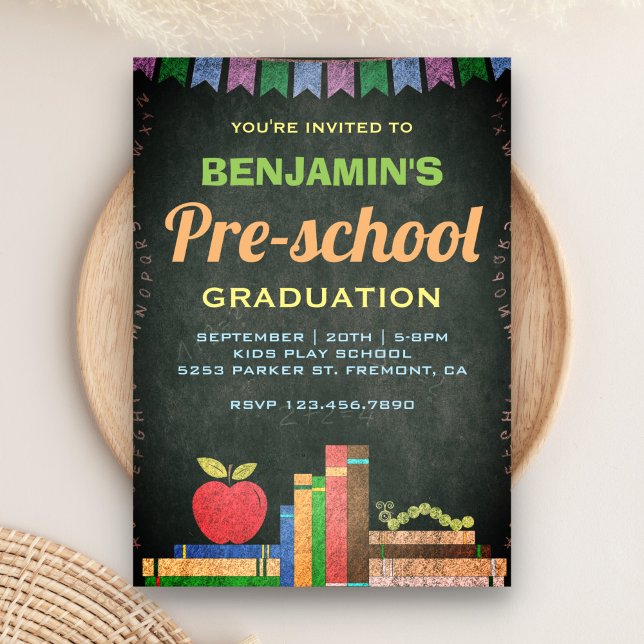 Convite para Graduação de Chalkboard Cute (Criador carregado)
