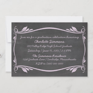 Convite para Graduação de Chalkboard Lilac Flouris