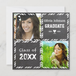 Convite para Graduação de Chalkboard Sua Foto