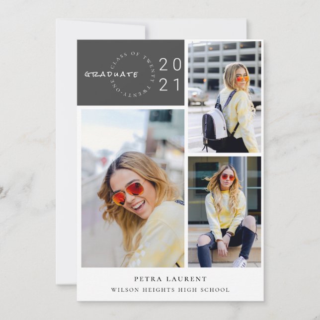 Convite para Graduação de Colagem de Fotos Moderna (Frente)
