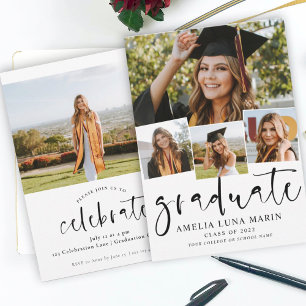 Convite para Graduação de Colagem de Fotos Simples