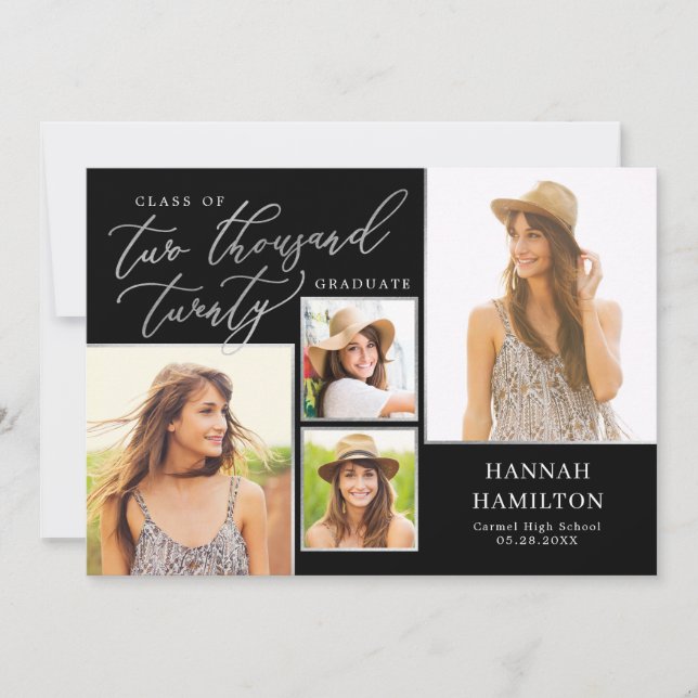 Convite para Graduação de Cor Editável no Ano com  (Frente)