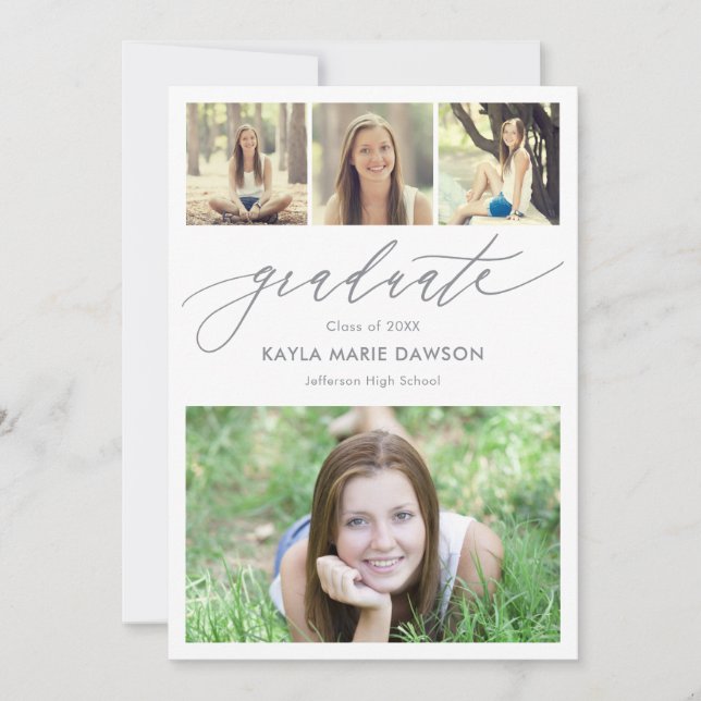 Convite para Graduação de Cor Editável por Colagem (Frente)