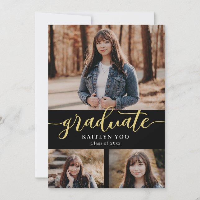 Convite para Graduação de Cor Editável por Gosto E (Frente)