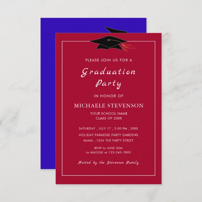 Convite para Graduação de Cores e Código QR Person (Frente/Verso)