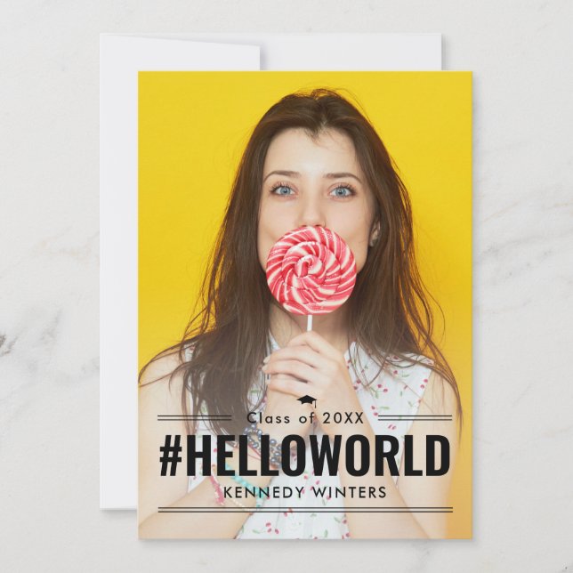 Convite para Graduação de Cores Editável e Diverti (Frente)