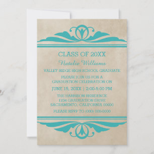 Convite para Graduação de Deco Elegante Teal