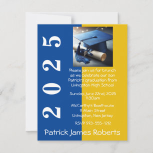 Convite para Graduação de Design de Boné Azul e Do
