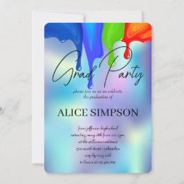 Convite para Graduação de Drip Holográfico Arco-Ír