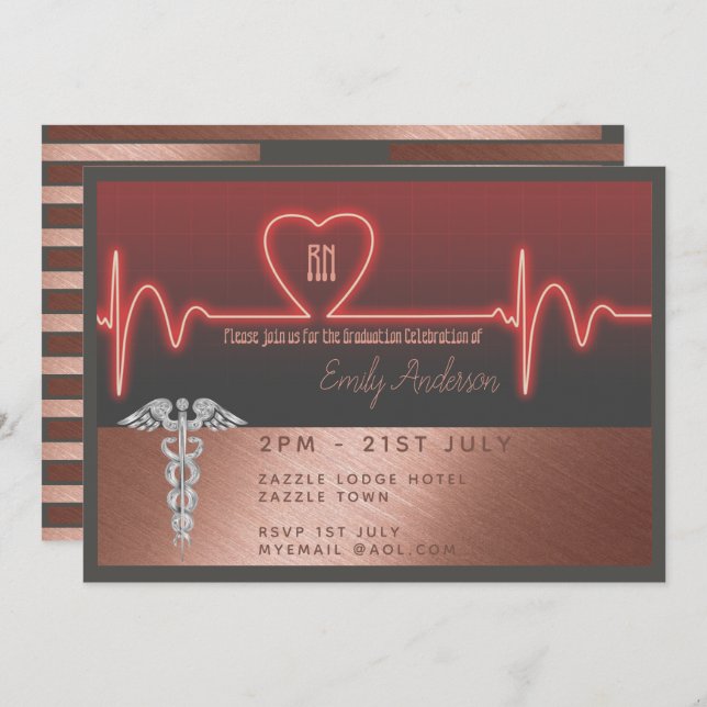 Convite para Graduação de Enfermeiros - Metálico D (Frente/Verso)