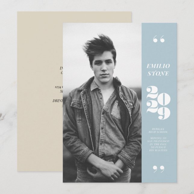 Convite para graduação de Formando elegante (Frente/Verso)