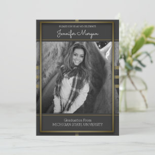 Convite para Graduação de Foto de Quadro Dourado
